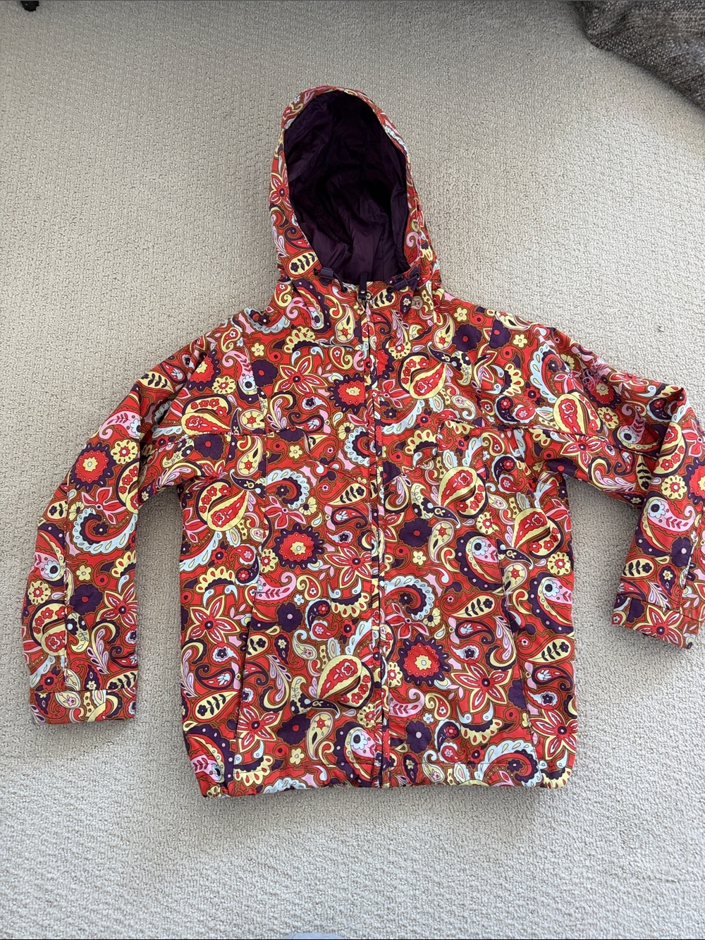Burton Kids Patterned Hooded Jacket - Red Multi